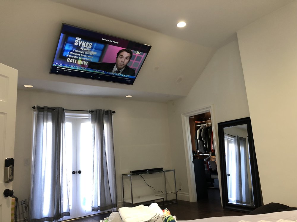 TV on ceiling installation
